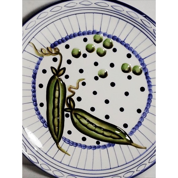 Whimsical Handcrafted Aqua Green Peas in Pod Ceramic Wall Art Plate - Picture 3 of 4